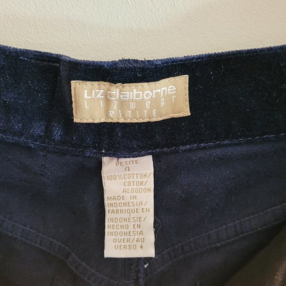 Vintage Midnight Blue Liz Claiborne Velvet Straight Leg Pants - Picture 6 of 6